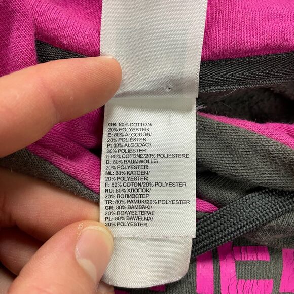 The North Face Hoodie Sweatshirt Womens Small Gray Pink Graphic Fleece Pullover - Picture 5 of 11